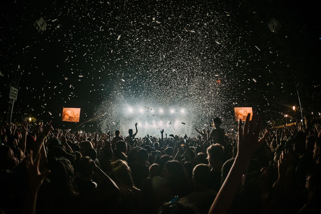 crowd cheering at concert