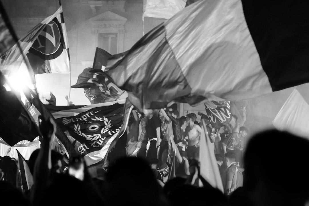 supporters waving flags